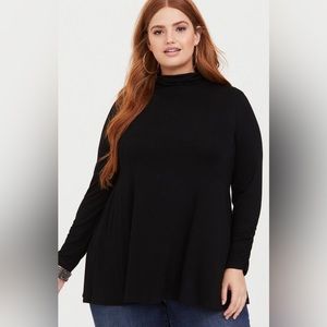 Torrid Black Mock Turtleneck Tee